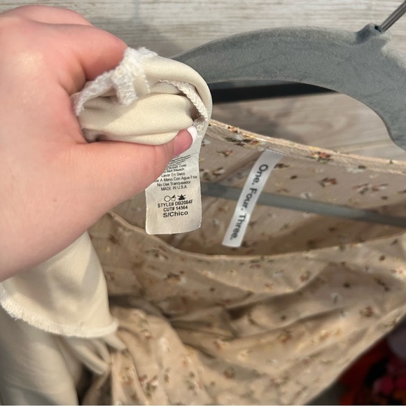 One Four Three Floral Mini Dress Women S Neutral Bohemian Chic Summer Cottage - Picture 5 of 5